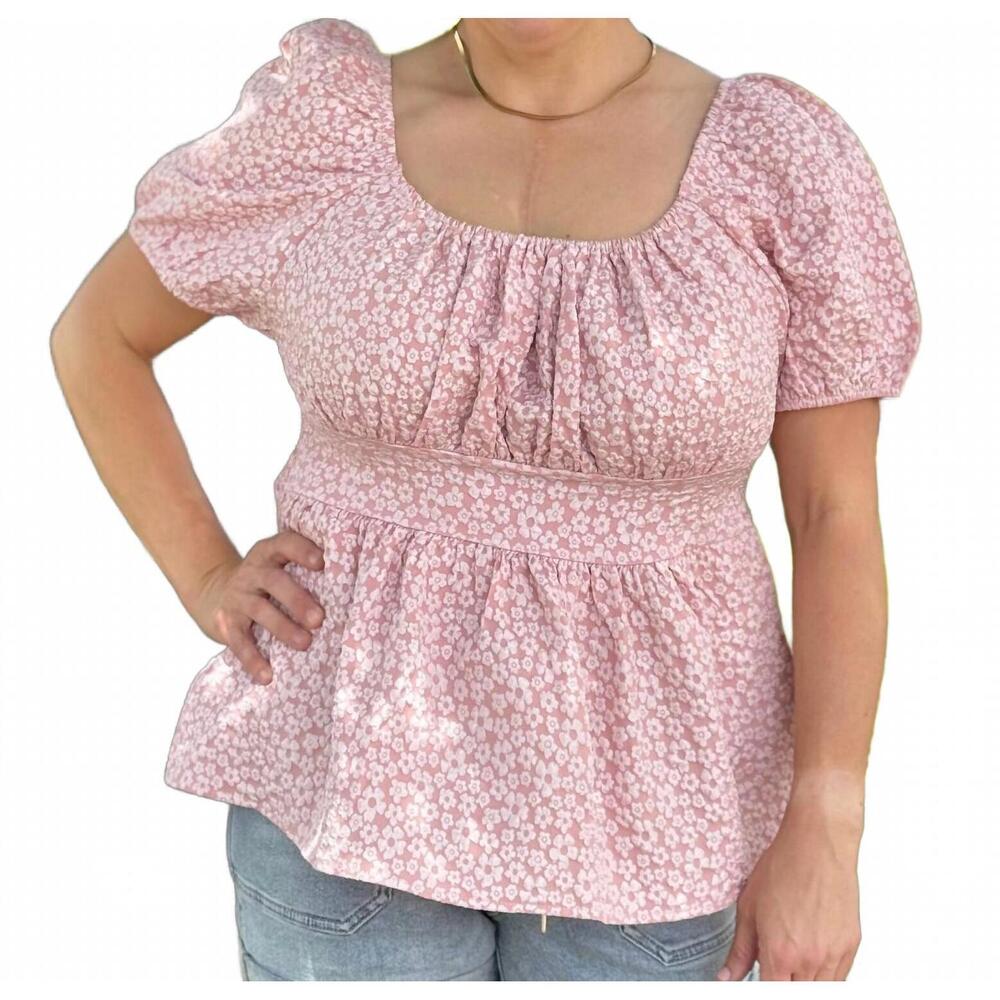 NEW SOUTHERN GRACE spring in your step top in pink